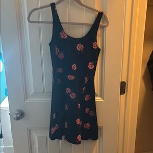 Divided Black and Pink Floral Mini Dress